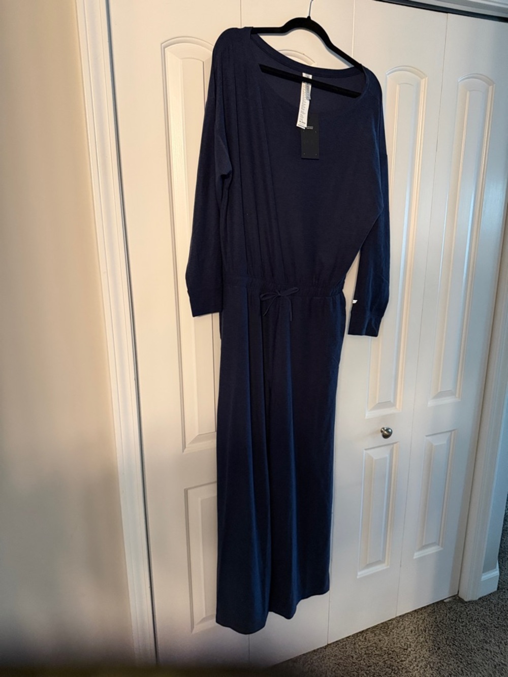 NWT Fabletics Navy Blue Long Sleeve Jumpsuit- tall girl friendly!